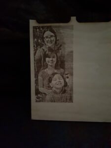 Photo lasered onto wood-horizontal grain