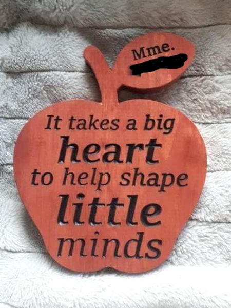 Carved Teacher Appreciation Sign